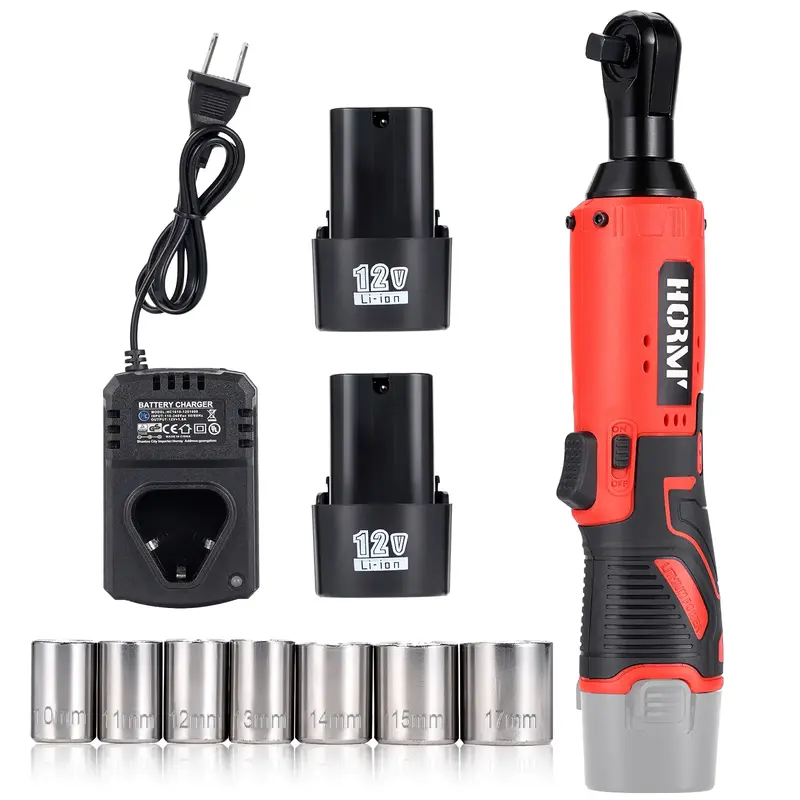 Hormy 12V Electric Ratchet Wrench 3/8'' Home Repair Lithium Screwdriver 9.5mm Stage Tray power Tool with Forward and Reverse ...