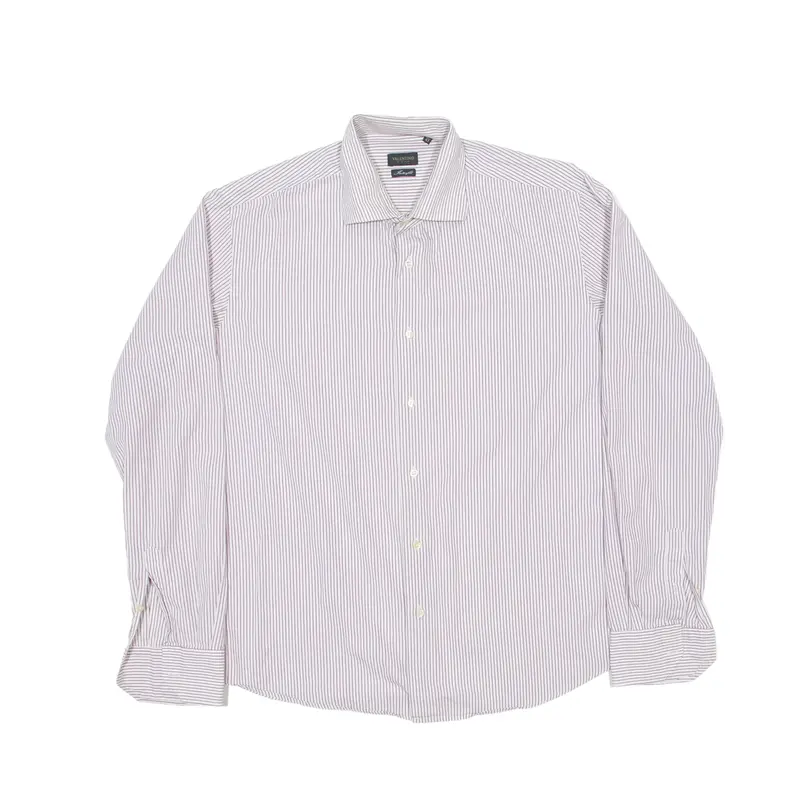 VALENTINO Formal Shirt Maroon 90s Striped Long Sleeve Mens XL