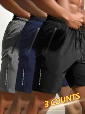 Men's Letter Print Drawstring Waist Shorts, Casual Regular Fit Pocket Zipper Elastic Waist Shorts for Summer, Back To School ...