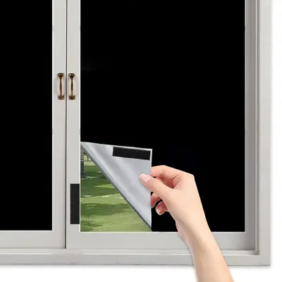 Portable Removable Window Shade, Solid Color Blackout Curtain with Tape Dots & Portable Bag & Strap & Ruler, Christmas Decor ...