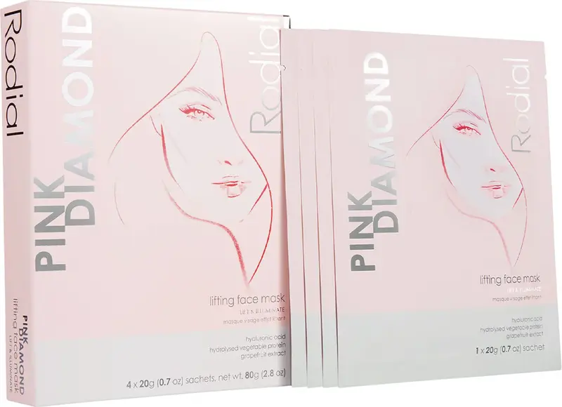 Set Rodial Pink Diamond Lifting Maschera in tessuto Viso 4 pezzi 20 g