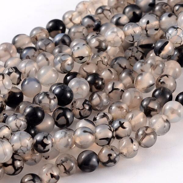 Natural Dragon Veins Agate Beads Strands