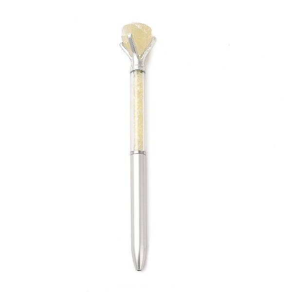 Raw Natural Yellow Quartz Chip on Top Ball-Point Pen