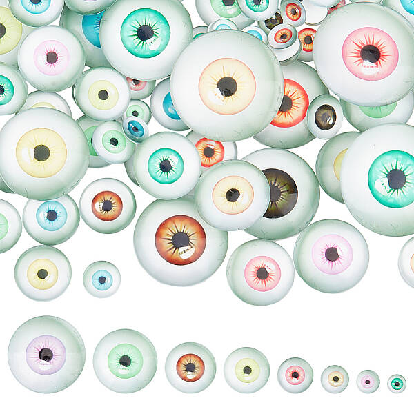 GOMAKERER 200 Pcs 8 Sizes Glass Craft Eyes Cabochons