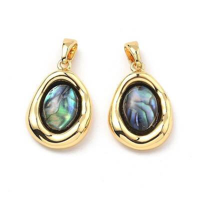 Brass Pave Natural Paua Shell Pendants
