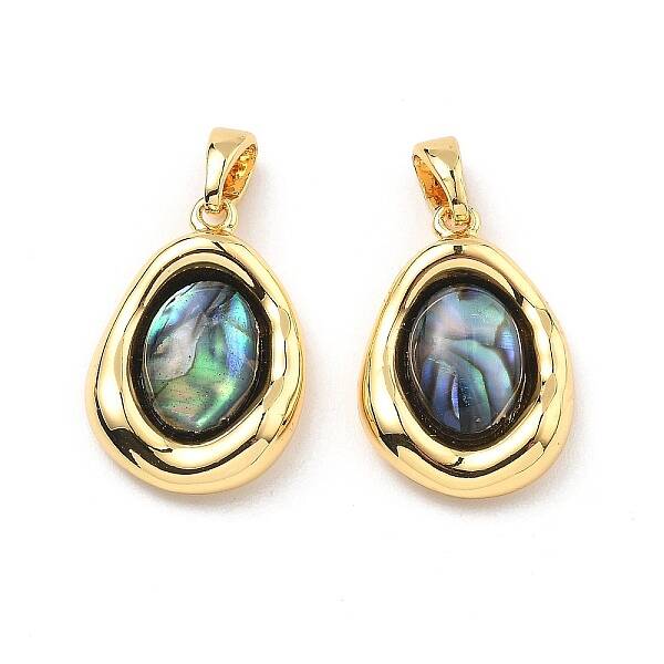 Brass Pave Natural Paua Shell Pendants