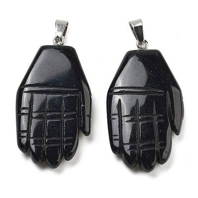 Natural Obsidian Carved Pendants