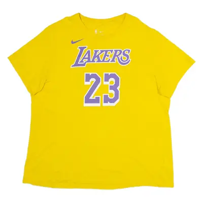 NIKE Los Angeles Lakers #23 James Mens T-Shirt Yellow USA Crew Neck 2XL
