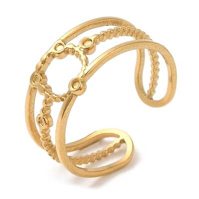 304 Stainless Steel Hollow Ring Open Cuff Rings for Women