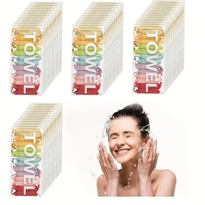 Portable Compressed Disposable Towels, 56 Pieces/Set Thickened Compressed Soft and Comfortable Washable Face Towels, Travel a...
