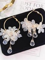 Women's 1 Pair Artificial Crystal & Flower Decor Dangle Earrings, Elegant All-match Matching Earrings Jewelry for Girls Gift,...