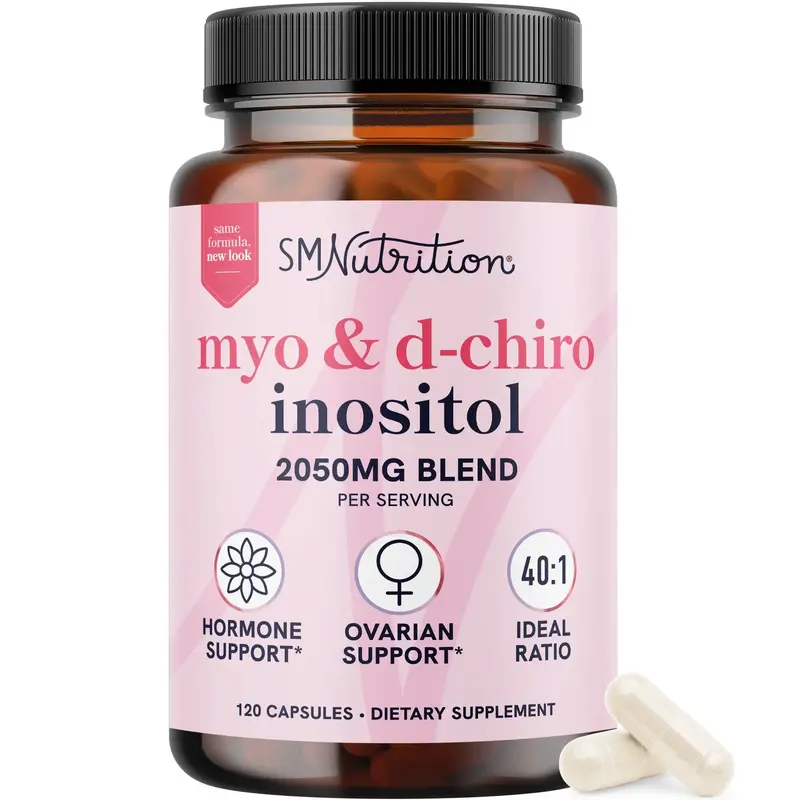 SM Nutrition Myo-Inositol & D-Chiro Inositol 2050mg Blend for Hormone Balance & Ovarian Health Support - Vegan, Gluten-Free, ...