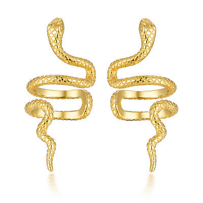 S925 Silver Snake Clip Earrings Retro Style Non-Piercing Ear Cuff