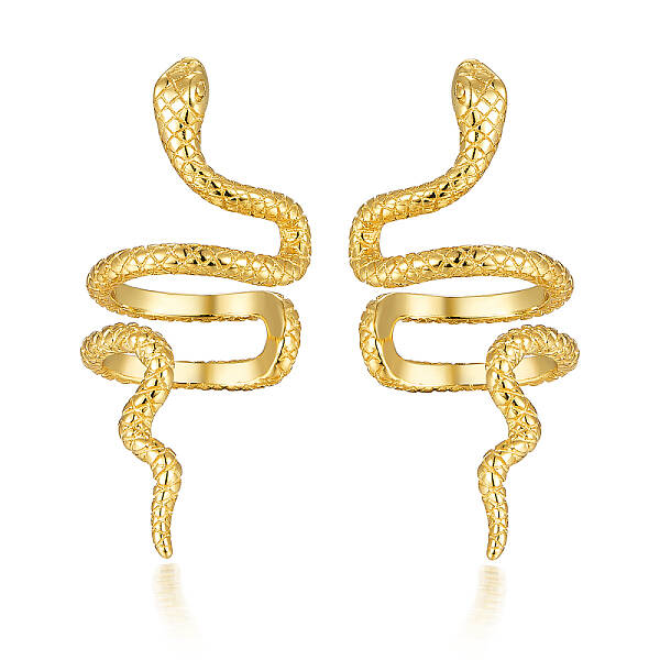 S925 Silver Snake Clip Earrings Retro Style Non-Piercing Ear Cuff