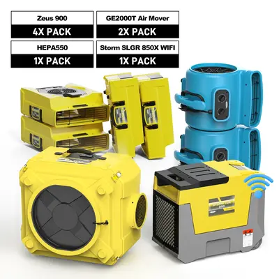 Alorair Combo Pack for Water Damage Restoration 1xStorm SLGR WIFi Commercial Dehumidifier and 1xHEPA 550 Air Scrubber, 4xZeus...