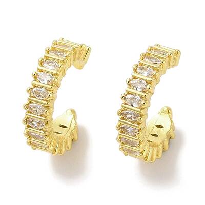 Brass Micro Pave Clear Cubic Zirconia Cuff Earrings for Women