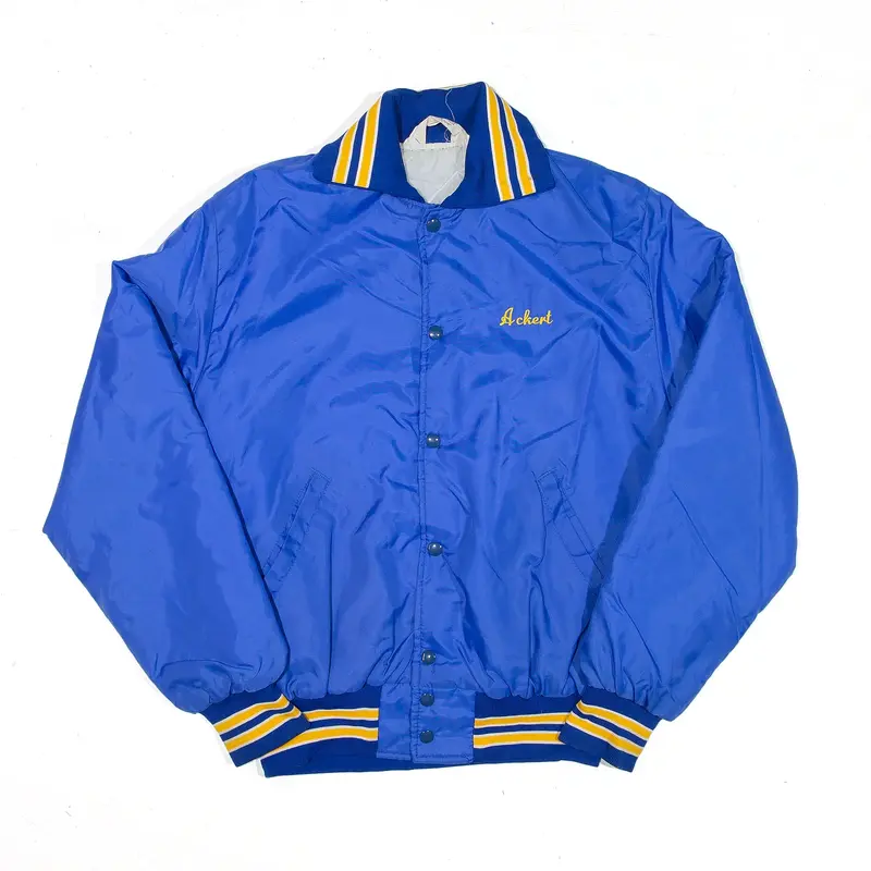 GEM SPORTSWEAR B.R.R.Y All Swimming Insulated Bomber Satin Jacket Blue Mens M