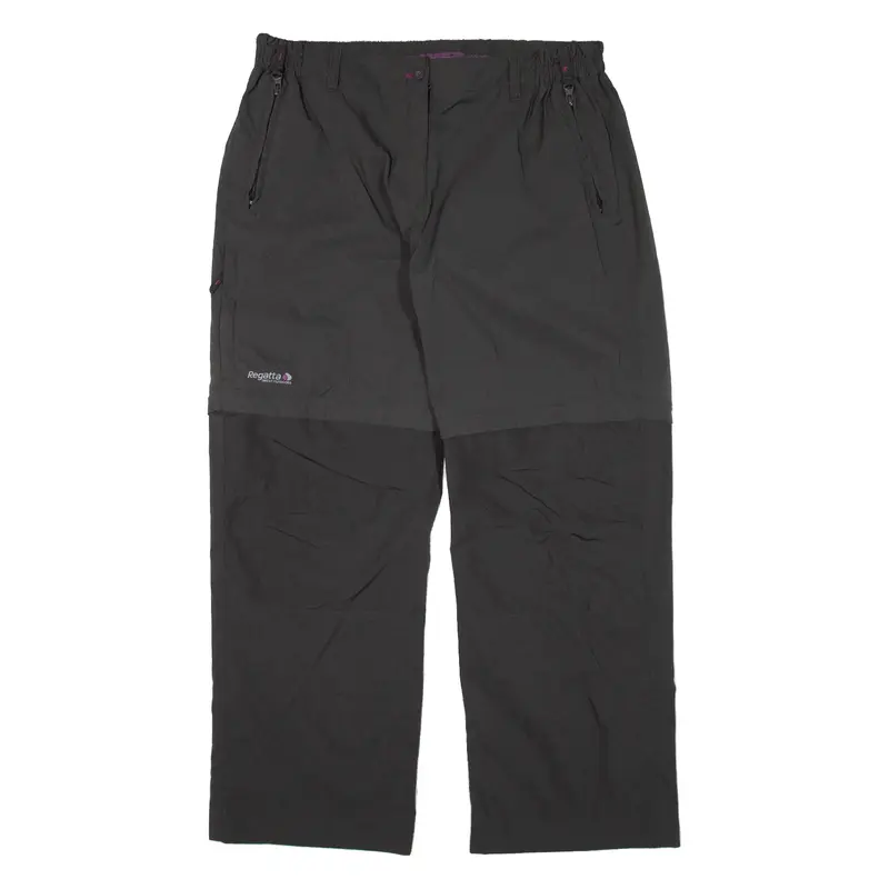 REGATTA Zip-off Trousers Grey Loose Straight Womens W31 L26