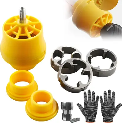 Plastic Pipe Threading Tap Set - Electric Drill Type PVC Pipe Threading Mold with Reusable Tool Set for 1/2, 3/4, 1 Siz...