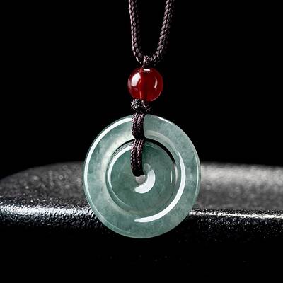 Natural Jadeite Donut/Pi Disc Pendant Necklaces