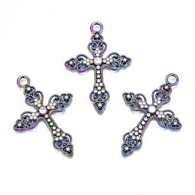 Rack Plating Rainbow Color Alloy Pendants