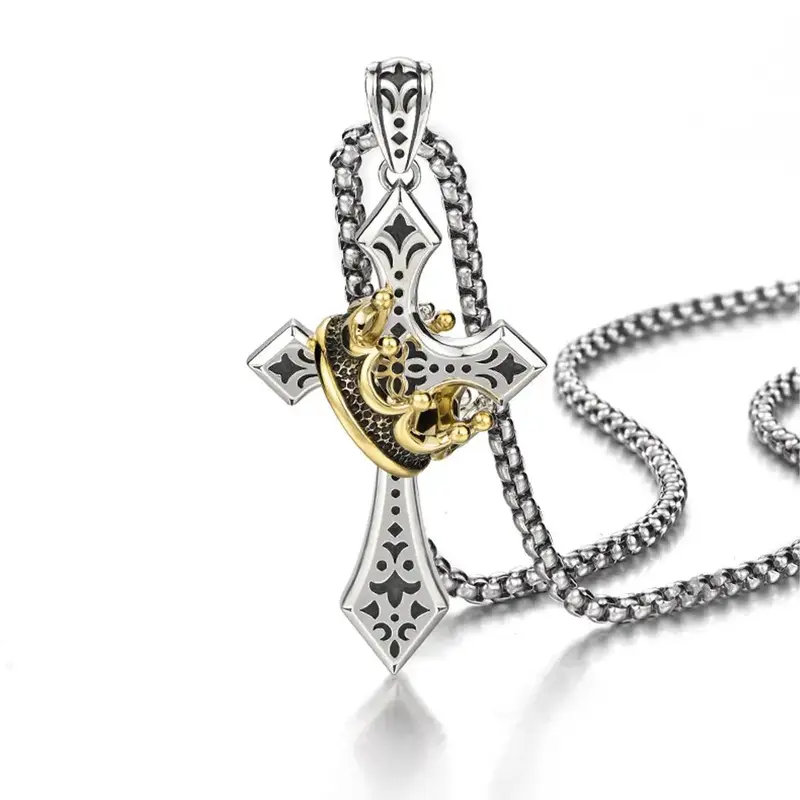 Gothic Style Men's and Women's Cross Personalized Fashion Punk Necklace, Metallic Temperament, Party Gift