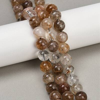Natural Black Gold Rutilated Quartz Beads Strands