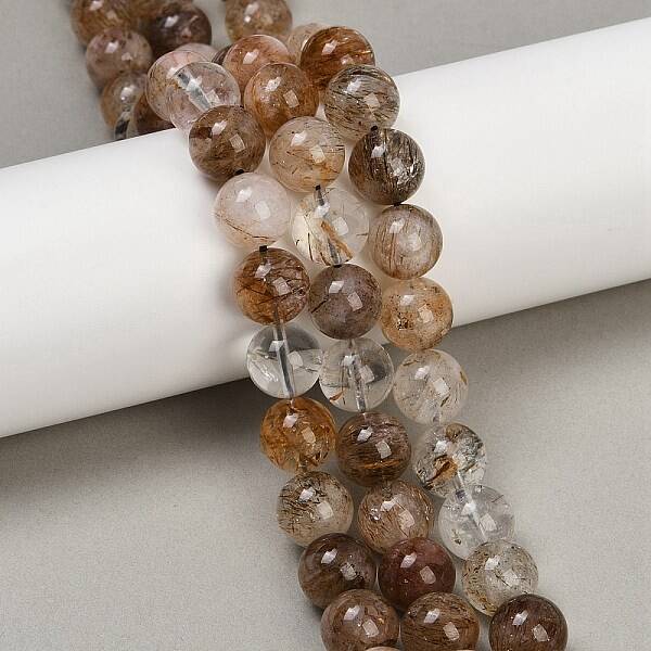Natural Black Gold Rutilated Quartz Beads Strands