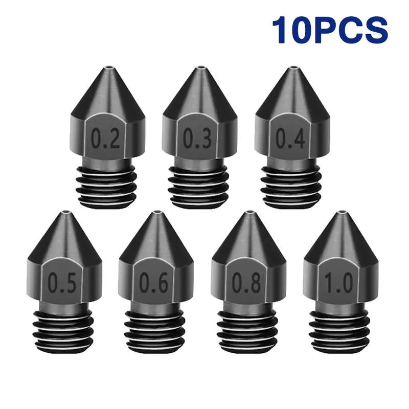 Nozzle Kit 10PCS MK8 Hardened Steel Nozzles