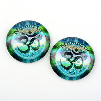 Yoga Theme Glass Cabochons