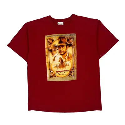 Indiana Jones Disney Graphic T-Shirt - XL Red Cotton