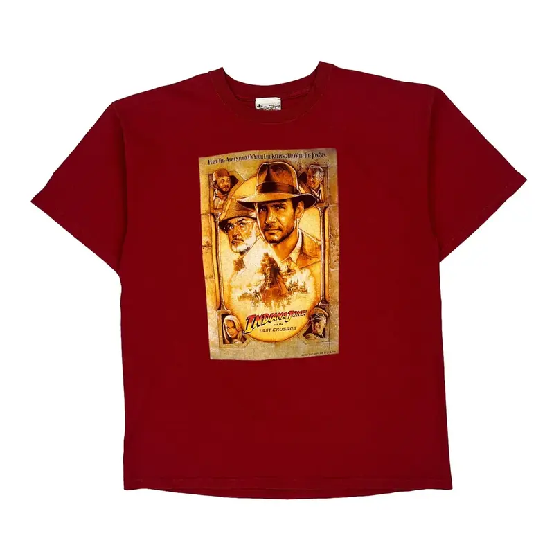 Indiana Jones Disney Graphic T-Shirt - XL Red Cotton