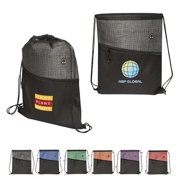 150 Promotional Tonal Heathered Non-Woven Drawstring Backpack - ...