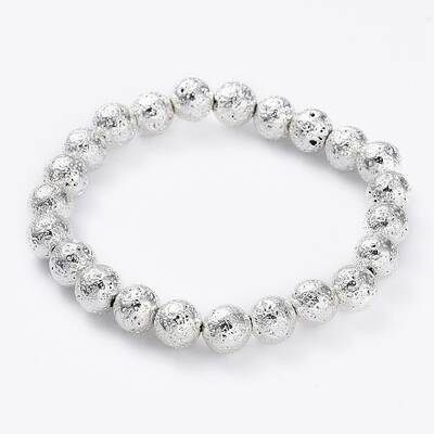 Electroplated Natural Lava Rock Beads Stretch Bracelets