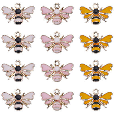 30Pcs 3 Colors Alloy Enamel Pendants