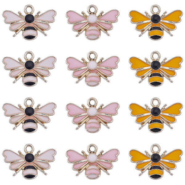 30Pcs 3 Colors Alloy Enamel Pendants