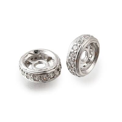 925 Sterling Silver Micro Pave Clear Cubic Zirconia Beads