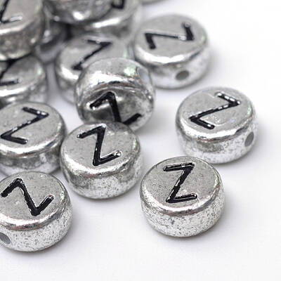 Plated Acrylic Horizontal Hole Letter Beads