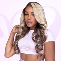 [New Arrival] Megalook Pre-Cut 6x5 Lace Glueless Human Wigs Champagne and Brown Ombre Colored Loose Body Wave Lace Front Wigs...