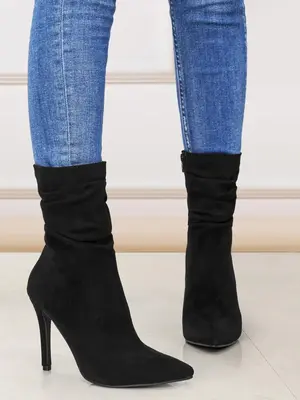 1 Pair Women's Fashionable Solid Color Stiletto Boots, Elegant Pointed Toe Boots for Fall & Winter, Lightweight Comfortable S...