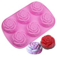 Rose Shaped Silicone Mold, 1 Count 6-cavity Handmade Baking Mold, Diy Bakeware Baking Mold for Handmade Soap, Candle, Cake, C...