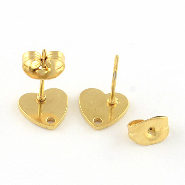 304 Stainless Steel Heart Stud Earring Findings