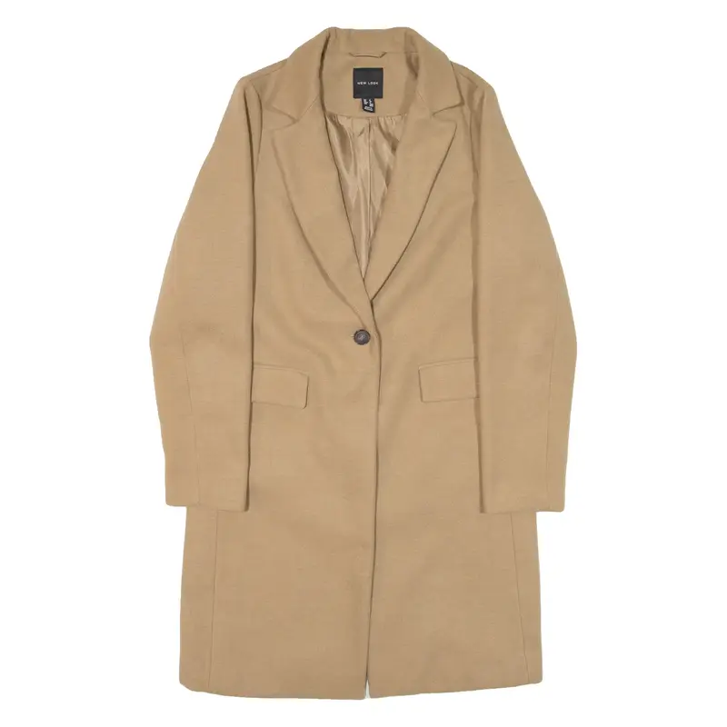 NEW LOOK Womens Overcoat Coat Beige Knit UK 8