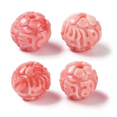 Synthetic Shell Dyed Carved Beads