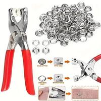 Buttons & Pliers Tool Kit, Including 200pcs Metal Sewing Button & 1count Snap Fastener Pliers Set, Gift For Wife, Household S...