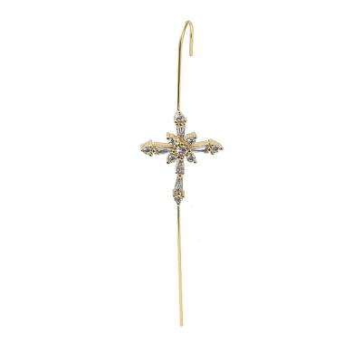Brass Crystal Rhinestone Ear Wrap Crawler Hook Earrings for Women