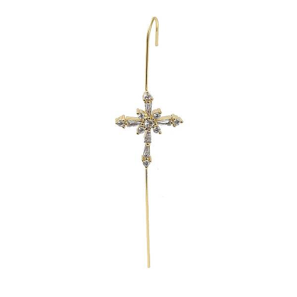 Brass Crystal Rhinestone Ear Wrap Crawler Hook Earrings for Women