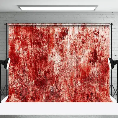 Red White Scary Wall Backdrop For Halloween Party