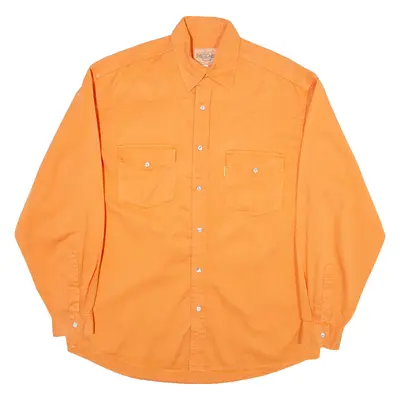 SWITCHER Mens Plain Shirt Orange Long Sleeve M