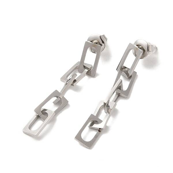 Non-Tarnish 304 Stainless Steel Chain Dangle Stud Earrings for Women